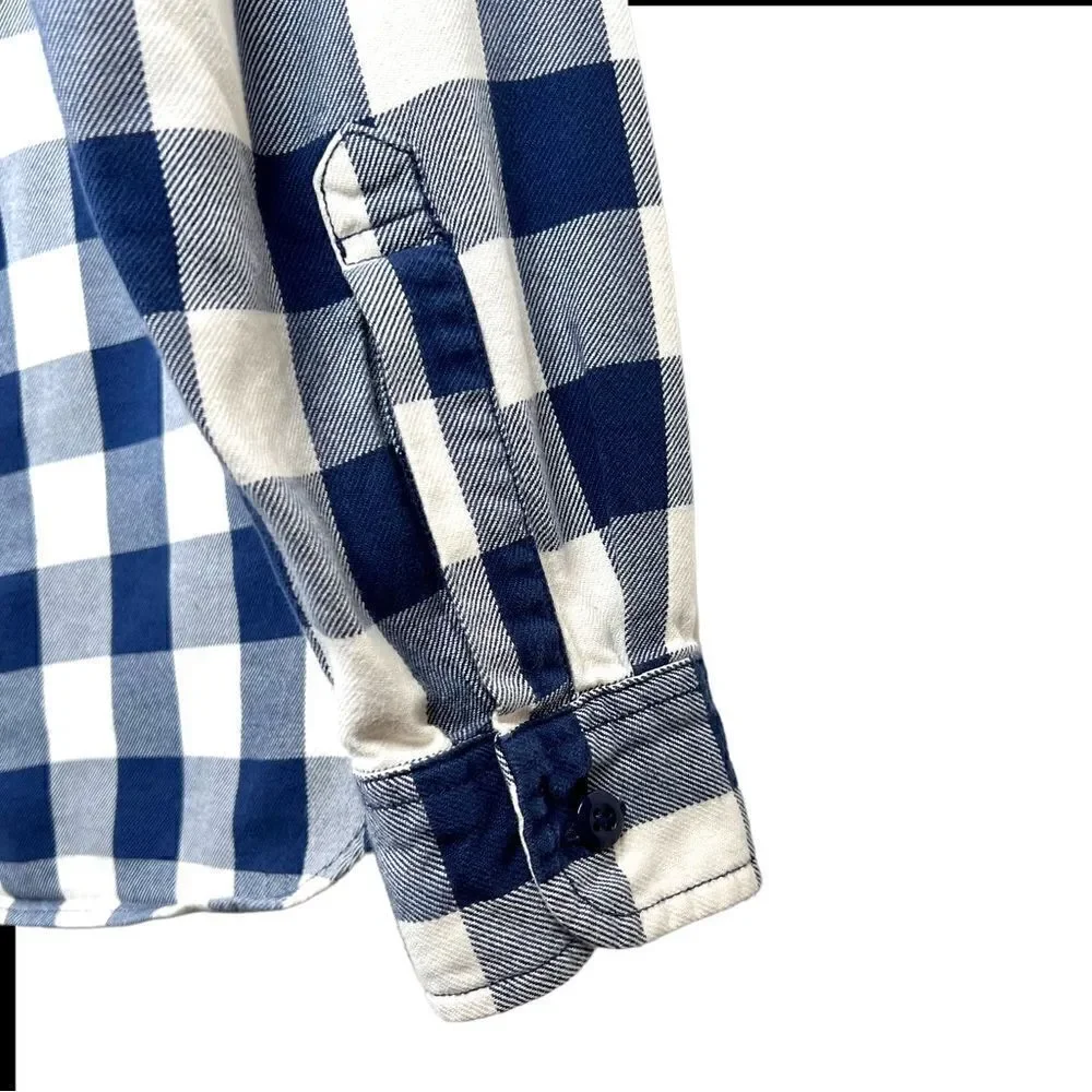 J.Crew Sportmen's Outfitter Long Sleeve Button Up Shirt Blue & White Men's Small